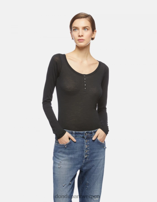 kleding DONDUP Slim-fit wollen henley-top zwart vrouwen 4X00H432
