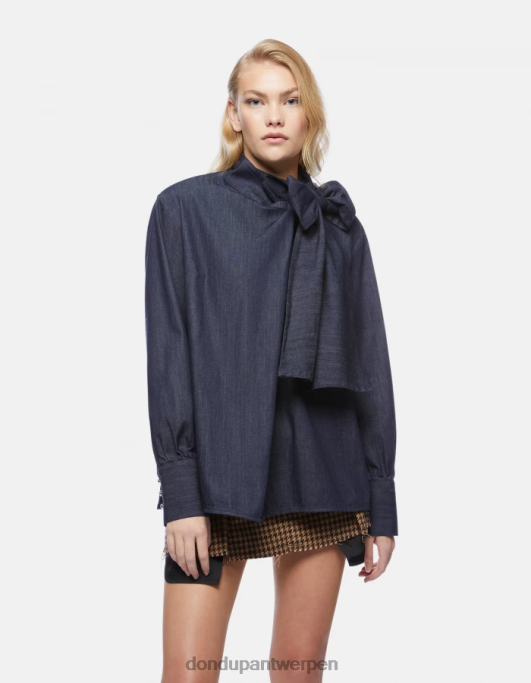 kleding DONDUP denim overhemd met normale pasvorm blauw vrouwen 4X00H258
