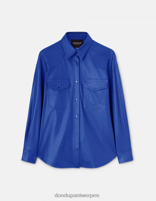 kleding DONDUP losvallend nappaleren overhemd koningsblauw vrouwen 4X00H263