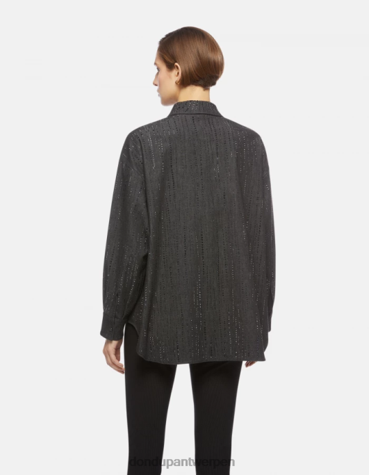 kleding DONDUP oversized denim overhemd zwart vrouwen 4X00H257