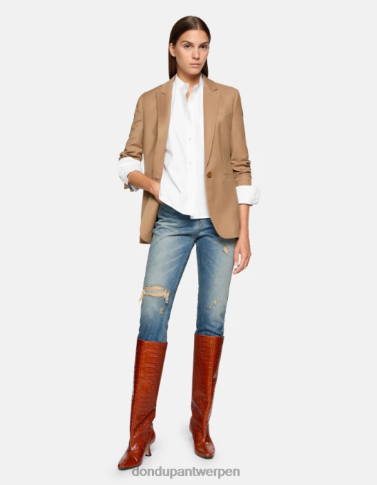 kleding DONDUP poplin overhemd met normale pasvorm wit vrouwen 4X00H260