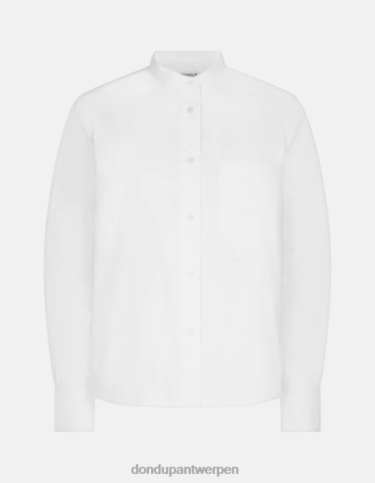 kleding DONDUP poplin overhemd met normale pasvorm wit vrouwen 4X00H260