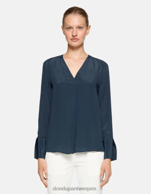 kleding DONDUP regular-fit overhemd van zijdemix blauw vrouwen 4X00H246