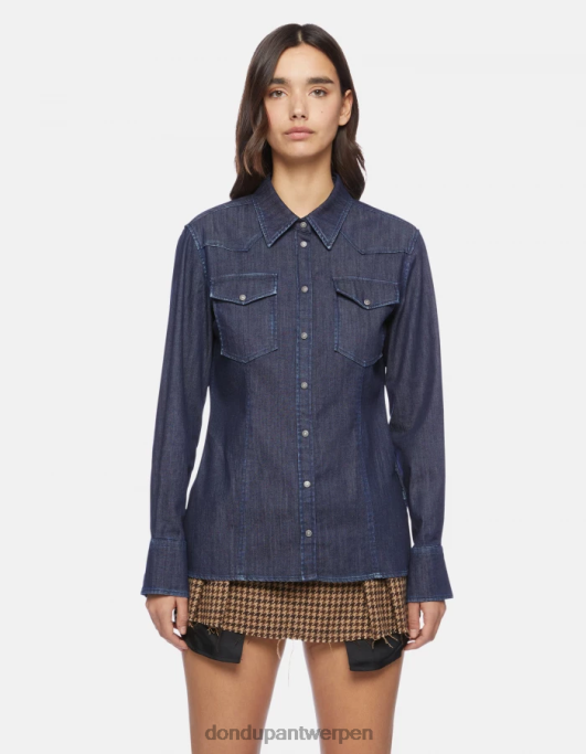 kleding DONDUP slim-fit denim overhemd blauw vrouwen 4X00H256