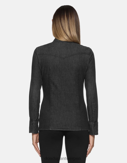 kleding DONDUP slim-fit denim overhemd zwart vrouwen 4X00H250