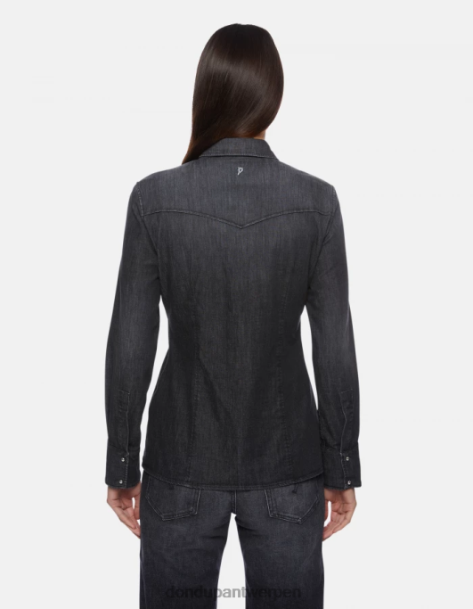 kleding DONDUP slim-fit denim overhemd zwart vrouwen 4X00H251