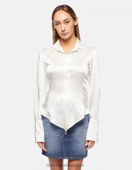 kleding DONDUP slim-fit overhemd van satijn albast vrouwen 4X00H254