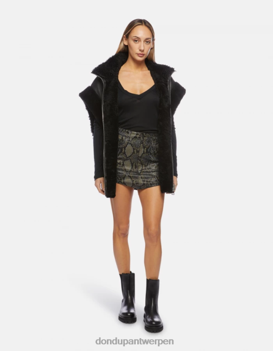 kleding DONDUP bedrukte katoenen minirok zwart vrouwen 4X00H408