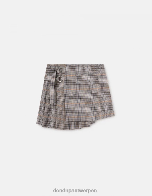 kleding DONDUP korte rok met Prince of Wales-ruit blauw vrouwen 4X00H409