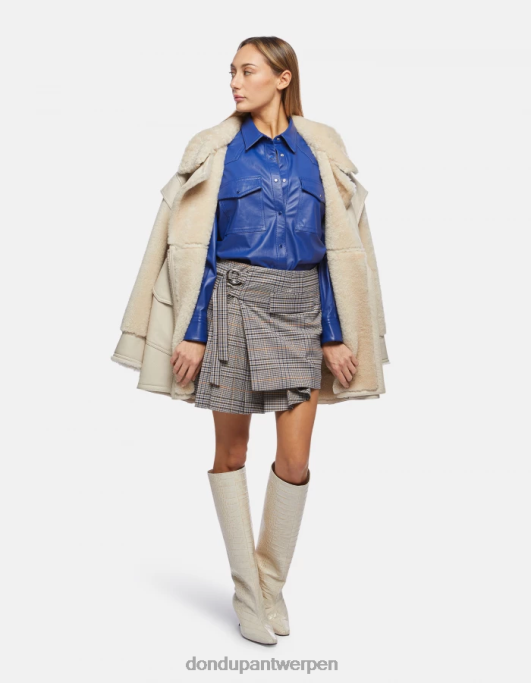 kleding DONDUP korte rok met Prince of Wales-ruit blauw vrouwen 4X00H409