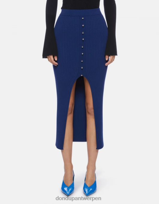 kleding DONDUP midi-viscose rok blauw vrouwen 4X00H406