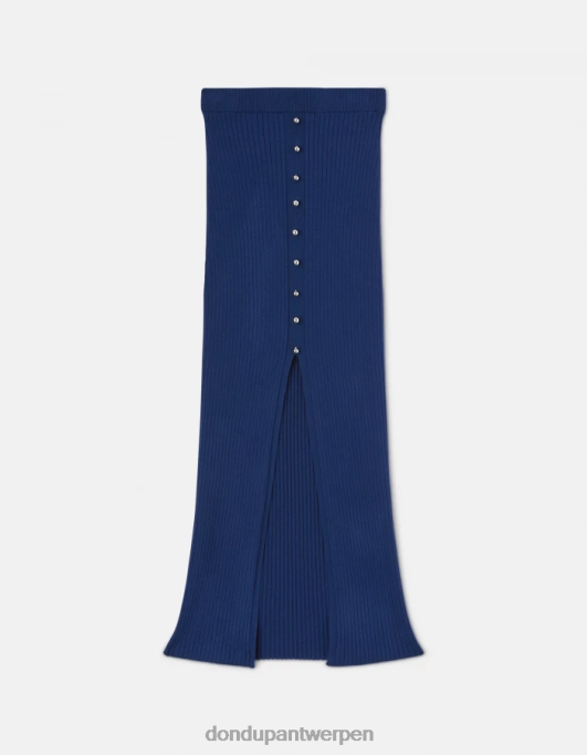 kleding DONDUP midi-viscose rok blauw vrouwen 4X00H406