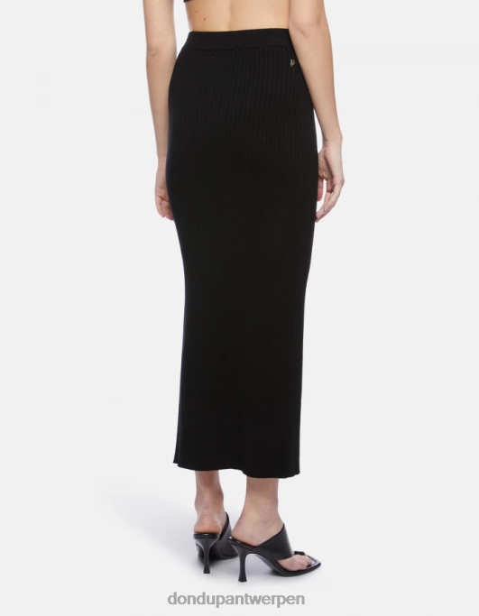 kleding DONDUP midi-viscose rok zwart vrouwen 4X00H407