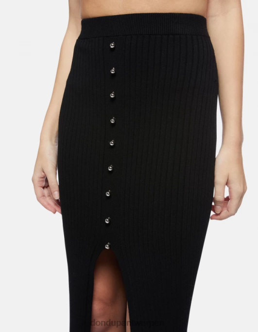 kleding DONDUP midi-viscose rok zwart vrouwen 4X00H407