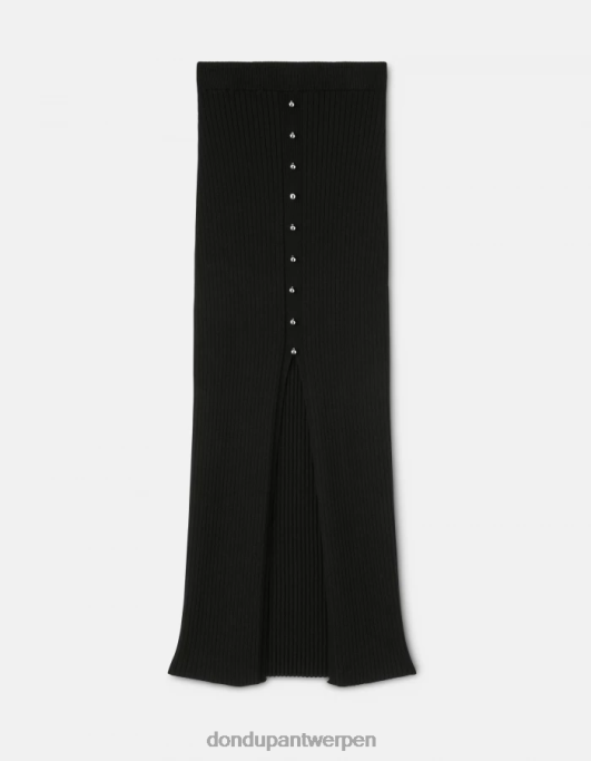 kleding DONDUP midi-viscose rok zwart vrouwen 4X00H407