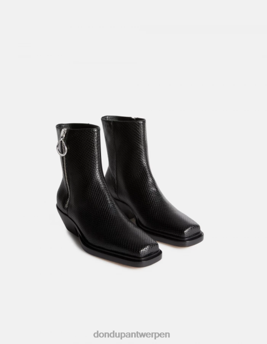 schoenen DONDUP Westernlaarzen van leer met pythonprinteffect zwart vrouwen 4X00H461