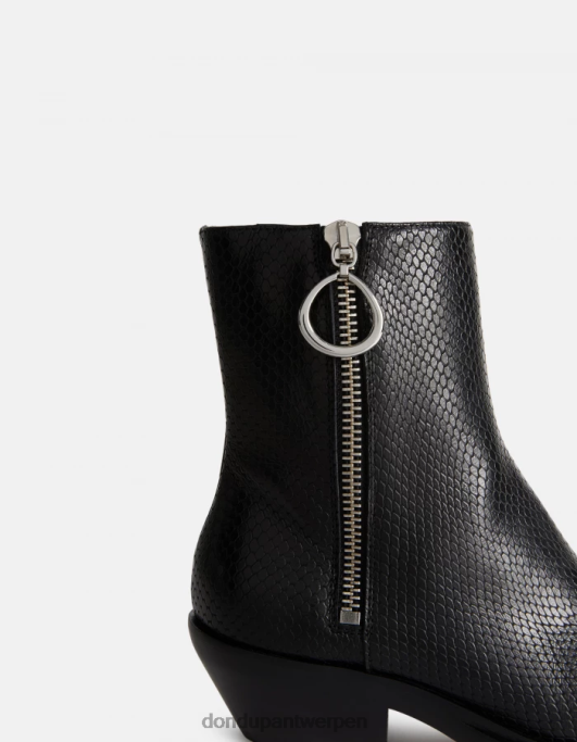 schoenen DONDUP Westernlaarzen van leer met pythonprinteffect zwart vrouwen 4X00H461