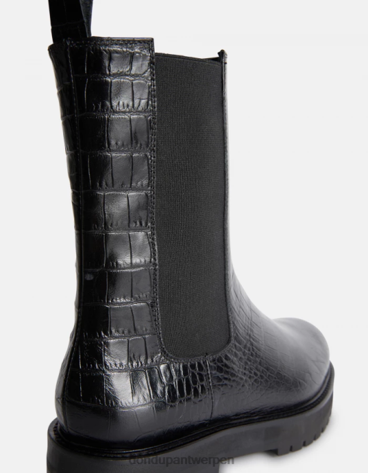schoenen DONDUP beatlelaarzen van leer met krokodillenprinteffect zwart vrouwen 4X00H460