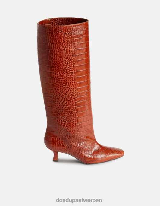 schoenen DONDUP laarzen van leer met krokodillenprinteffect cioccolato vrouwen 4X00H467
