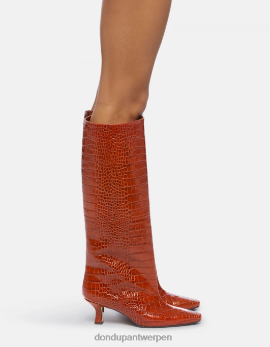 schoenen DONDUP laarzen van leer met krokodillenprinteffect cioccolato vrouwen 4X00H467