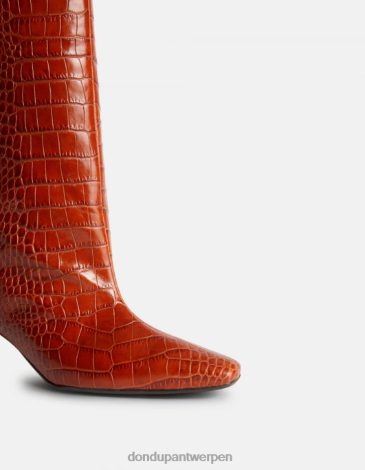 schoenen DONDUP laarzen van leer met krokodillenprinteffect cioccolato vrouwen 4X00H467