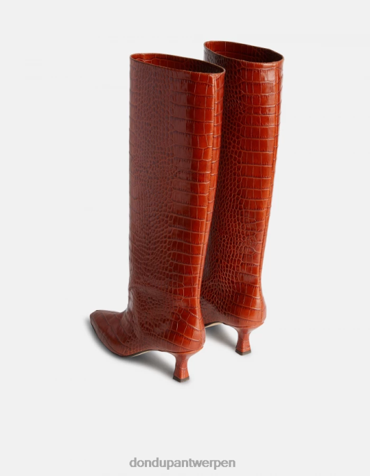 schoenen DONDUP laarzen van leer met krokodillenprinteffect cioccolato vrouwen 4X00H467