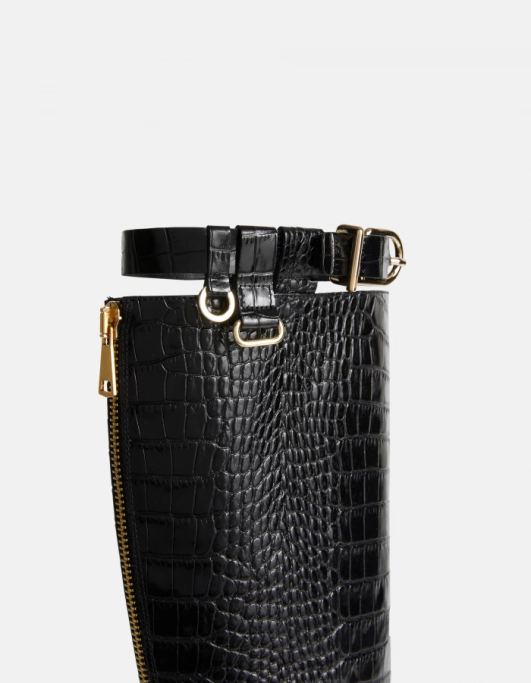 schoenen DONDUP laarzen van leer met krokodillenprinteffect zwart vrouwen 4X00H457