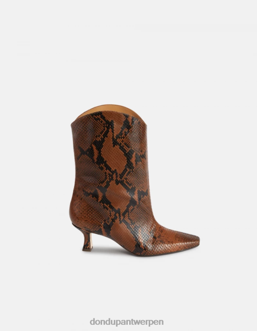 schoenen DONDUP laarzen van leer met pythonprinteffect cioccolato vrouwen 4X00H465