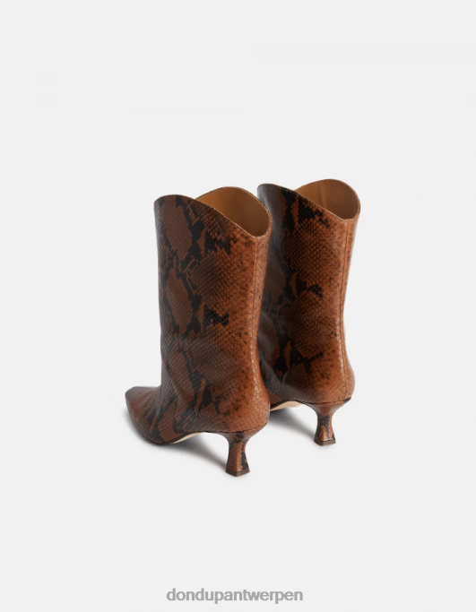 schoenen DONDUP laarzen van leer met pythonprinteffect cioccolato vrouwen 4X00H465