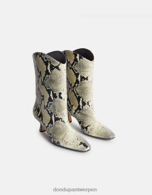 schoenen DONDUP laarzen van leer met pythonprinteffect ezel vrouwen 4X00H466